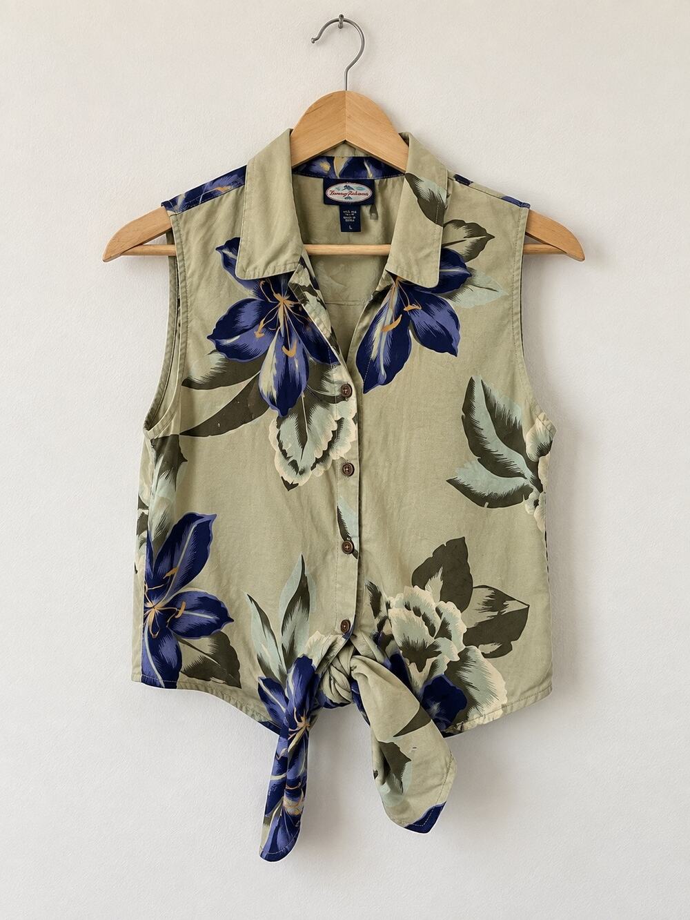Tommy Bahama 100% Silk Floral Tie Front Blouse Women’s M Sleeveless Tropical